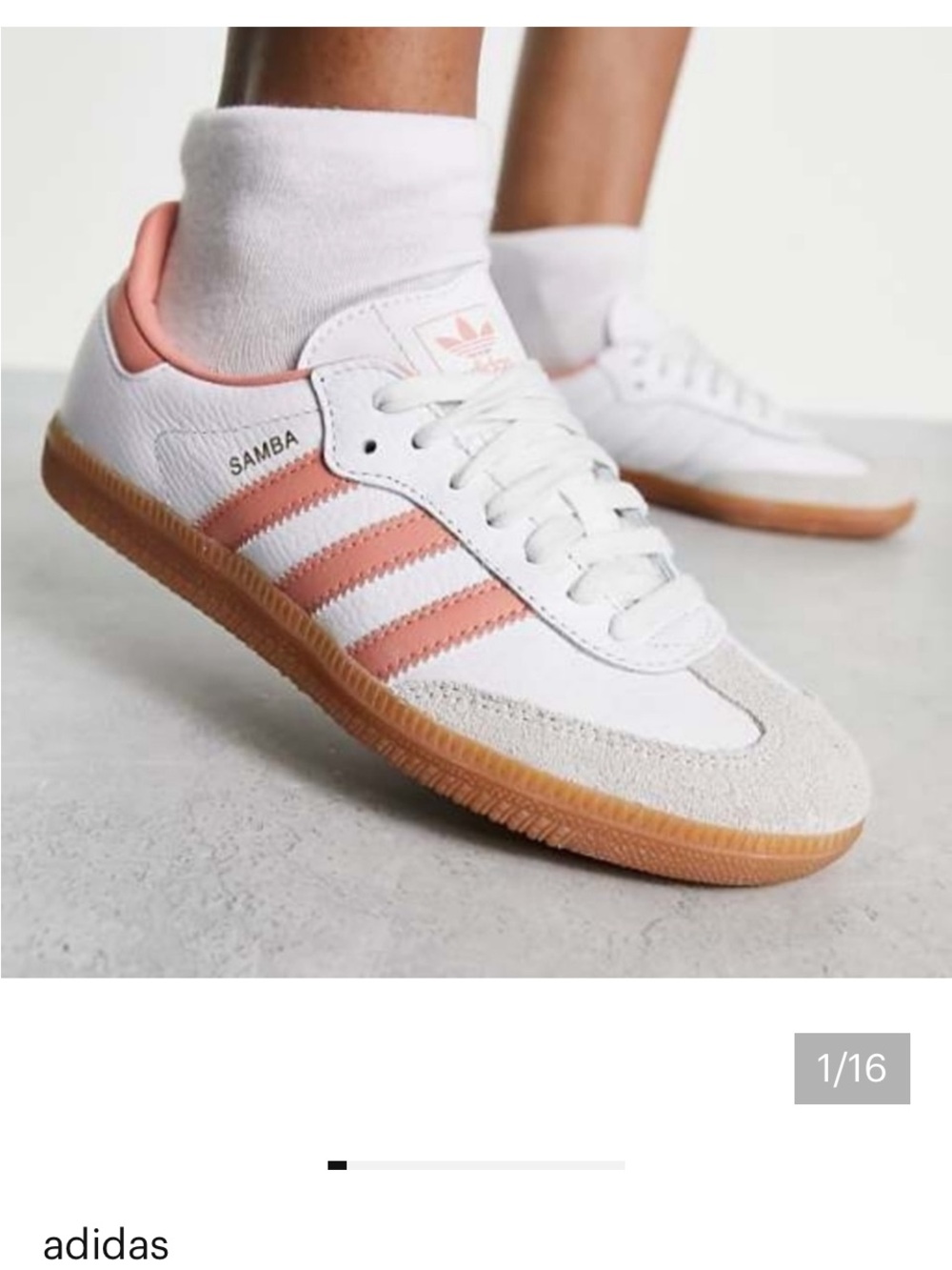 Adidas Samba OG Women’s Sz 8.0 Cloud White/Wonder Clay/Crystal with Gum Sole